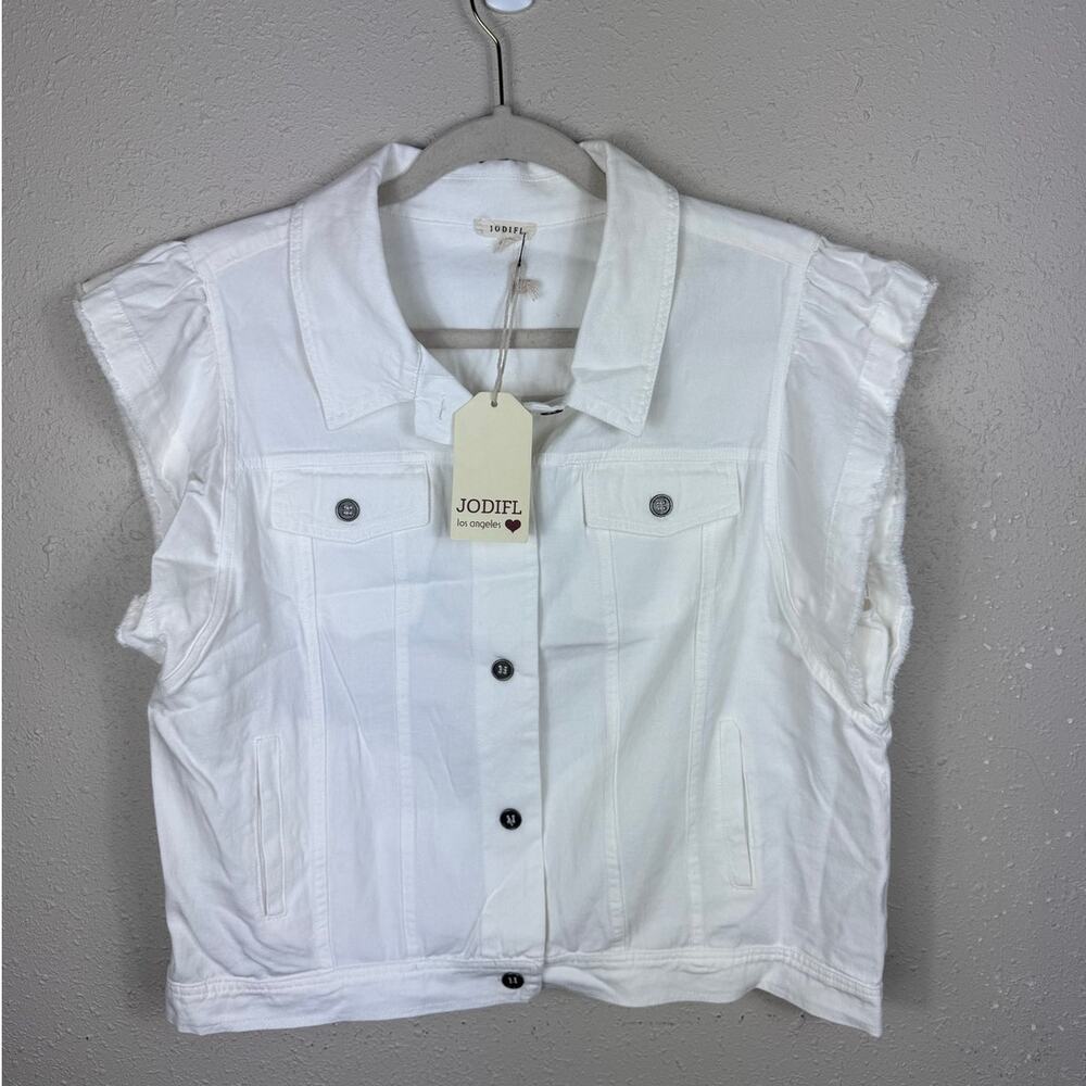 NWT Jodifl White Button up Vest Style Top Womens Size Large